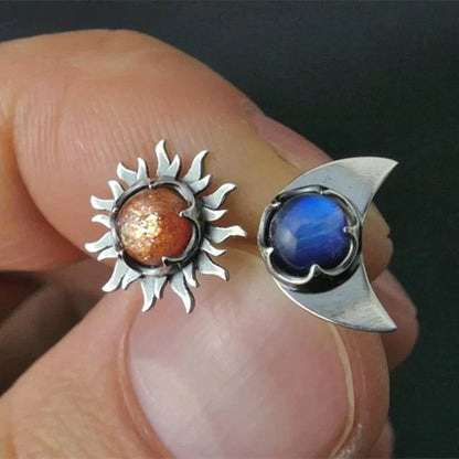 Kolczyki Sun Moon z lśniącymi diamentami