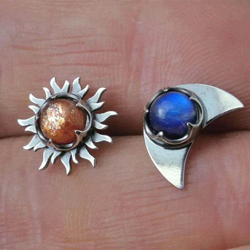 Kolczyki Sun Moon z lśniącymi diamentami
