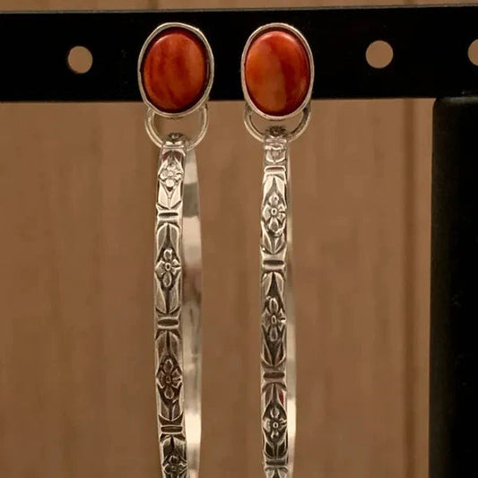 Boho wintage kolczyki z onyksem
