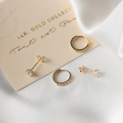 Zestaw kolczyków z kamieniem Dara Brillane | Złoty