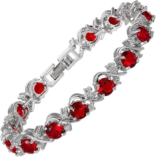 Bransoletka tenisowa Ruby Vine | Białe złoto