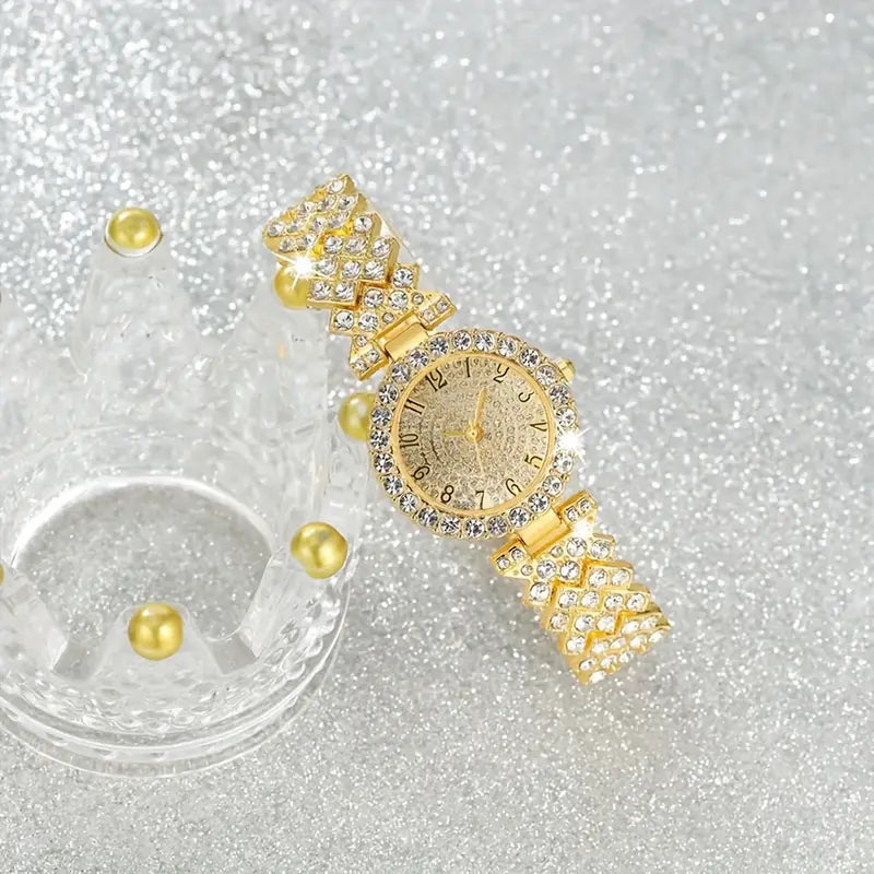 Zestaw zegarka i bransoletki Luxe Radiance | Złoty