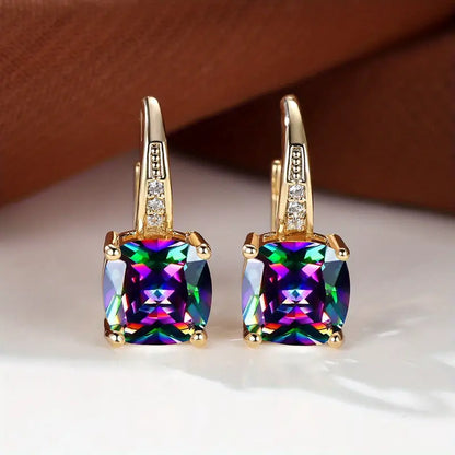 Kolczyki z kółkiem kamień Mystic Sapphire | Złoto
