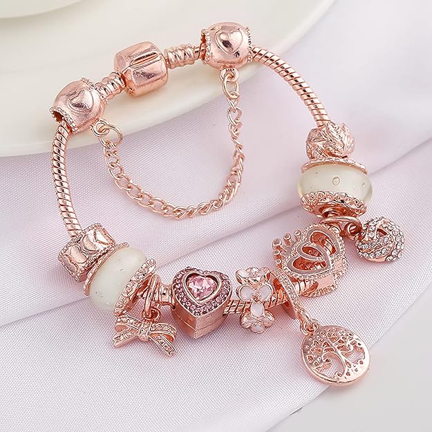 Bransoletka Rose Dreamcatcher z zawieszkami ze srebra próby 925