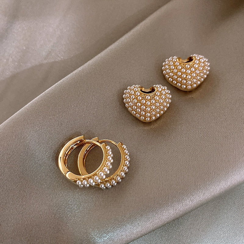 Złote kolczyki Pearl of Love