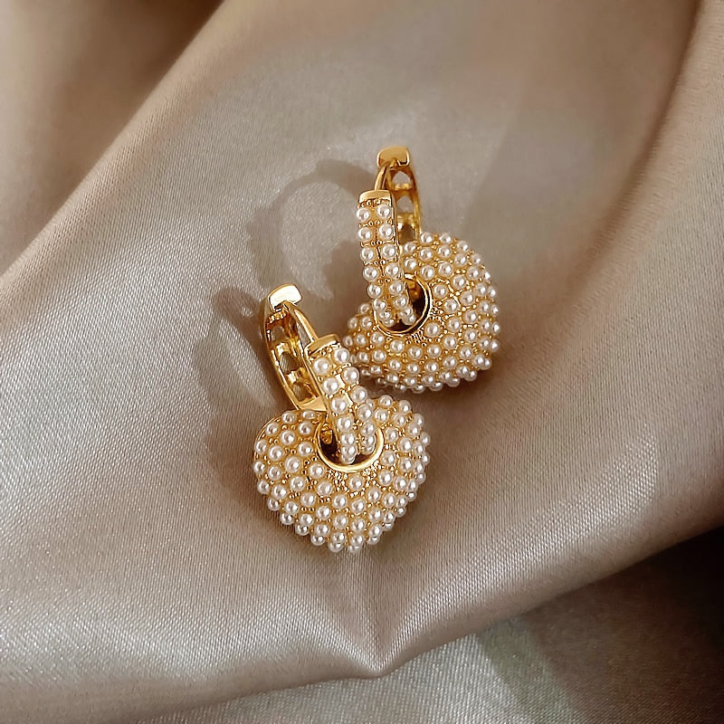 Złote kolczyki Pearl of Love