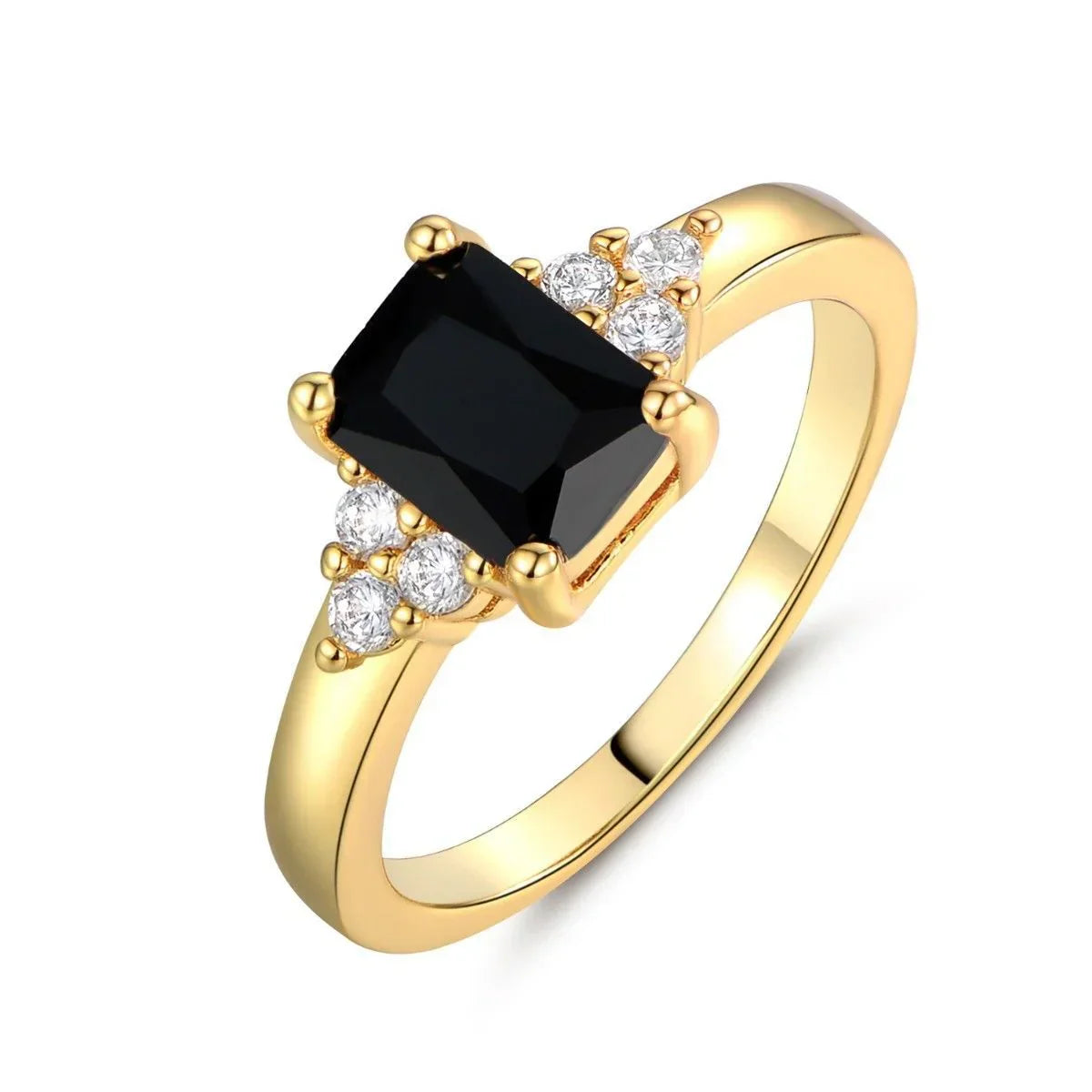 Pierścień Czarny Spinel Baguette - Biżuteria Sophii