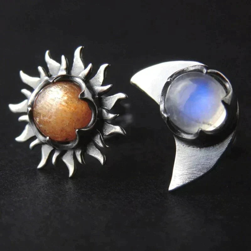 Kolczyki Sun Moon z lśniącymi diamentami