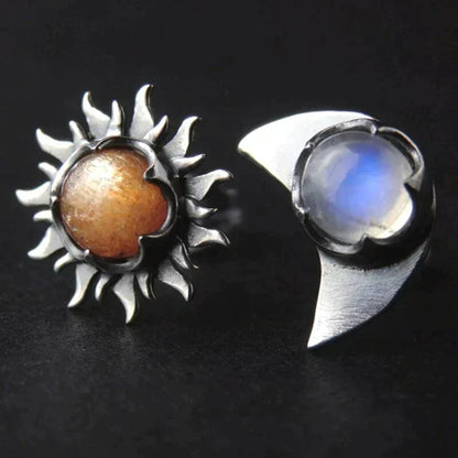 Kolczyki Sun Moon z lśniącymi diamentami