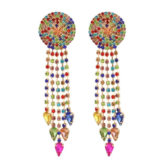 Wielokolorowe wiszące kolczyki mandala w stylu vintage