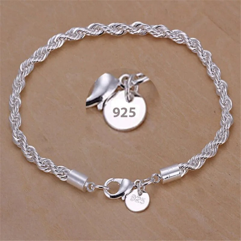 Pleciona bransoletka ze srebra 925