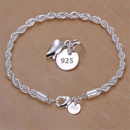Pleciona bransoletka ze srebra 925