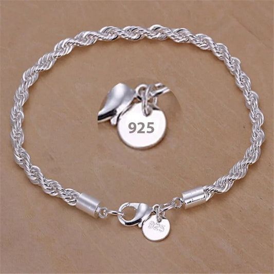 Pleciona bransoletka ze srebra 925